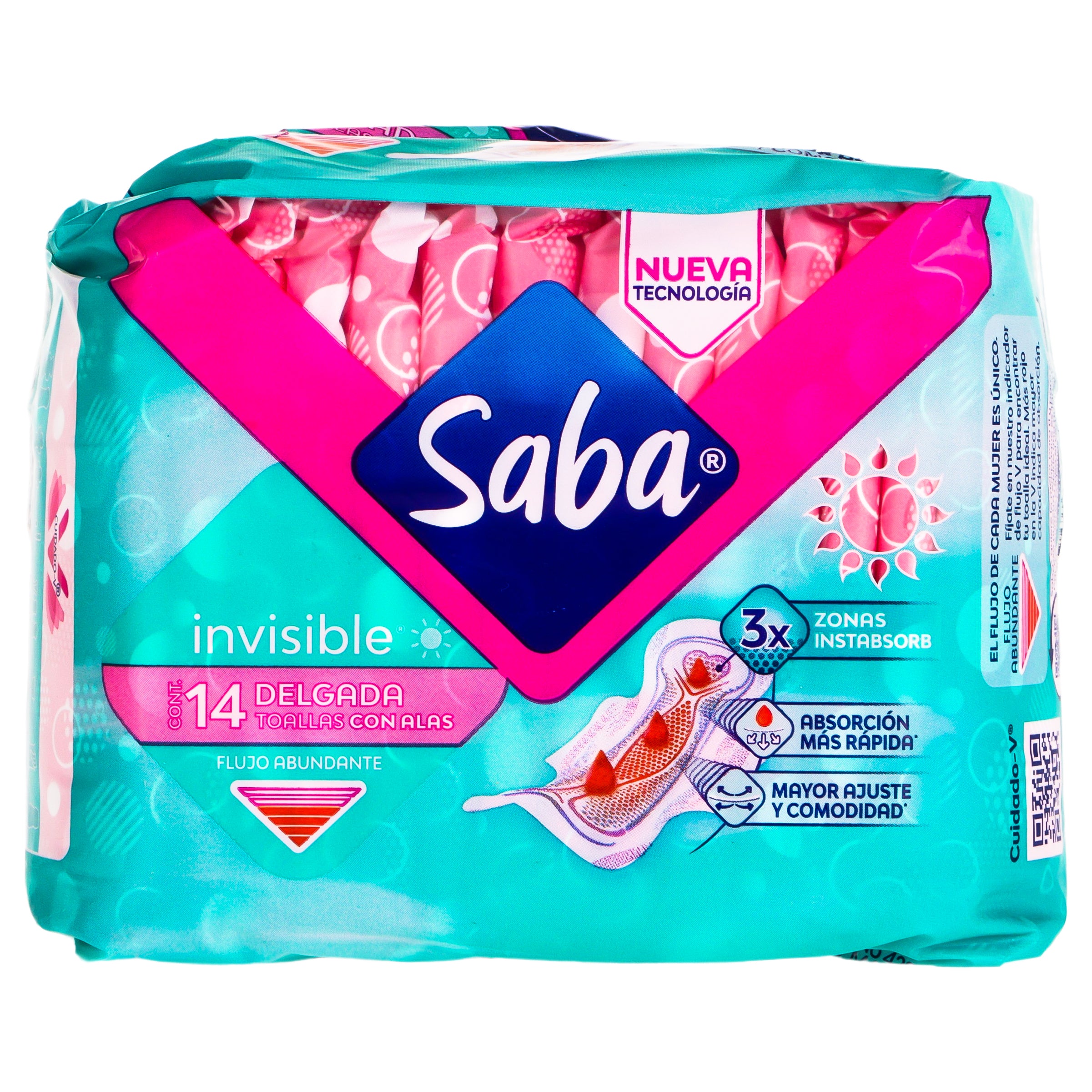 Toallas Sanitarias Saba Invisible Con Alas Con 14 Piezas-1