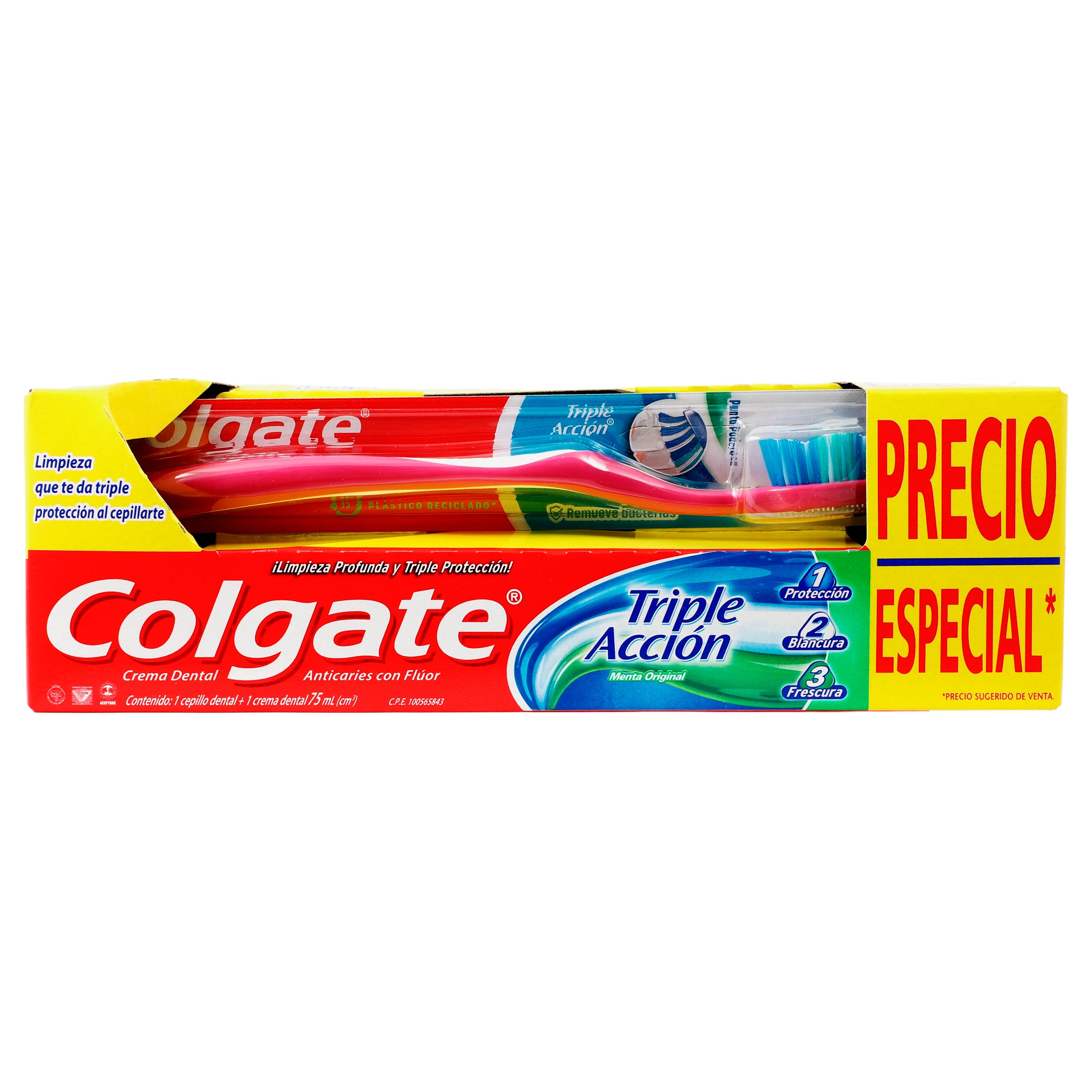 Cepillo Dental Colgate Triple Accion Mas Crema Dentaltriple Accion 75 Ml-2