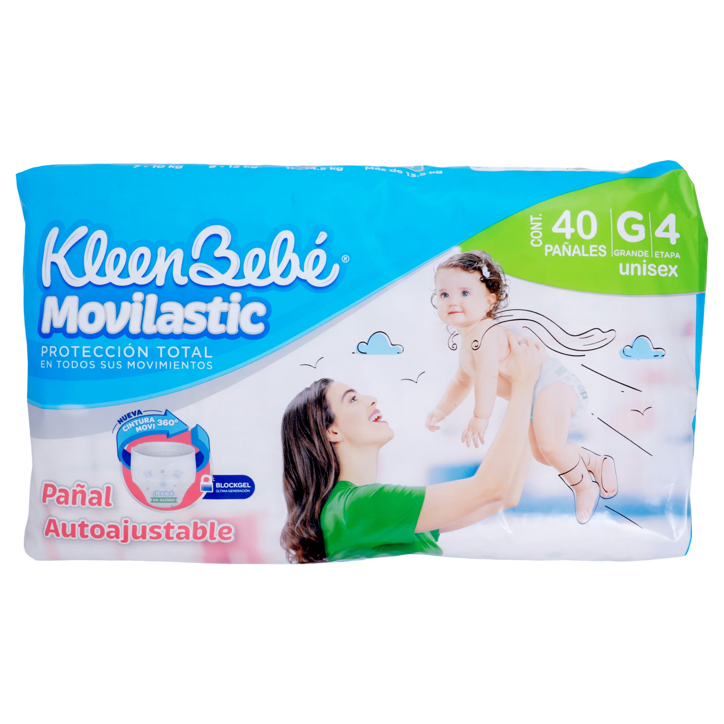Pañal Kleen Bebe Movilastic Grande Con 44 Piezas Etapa 4-7