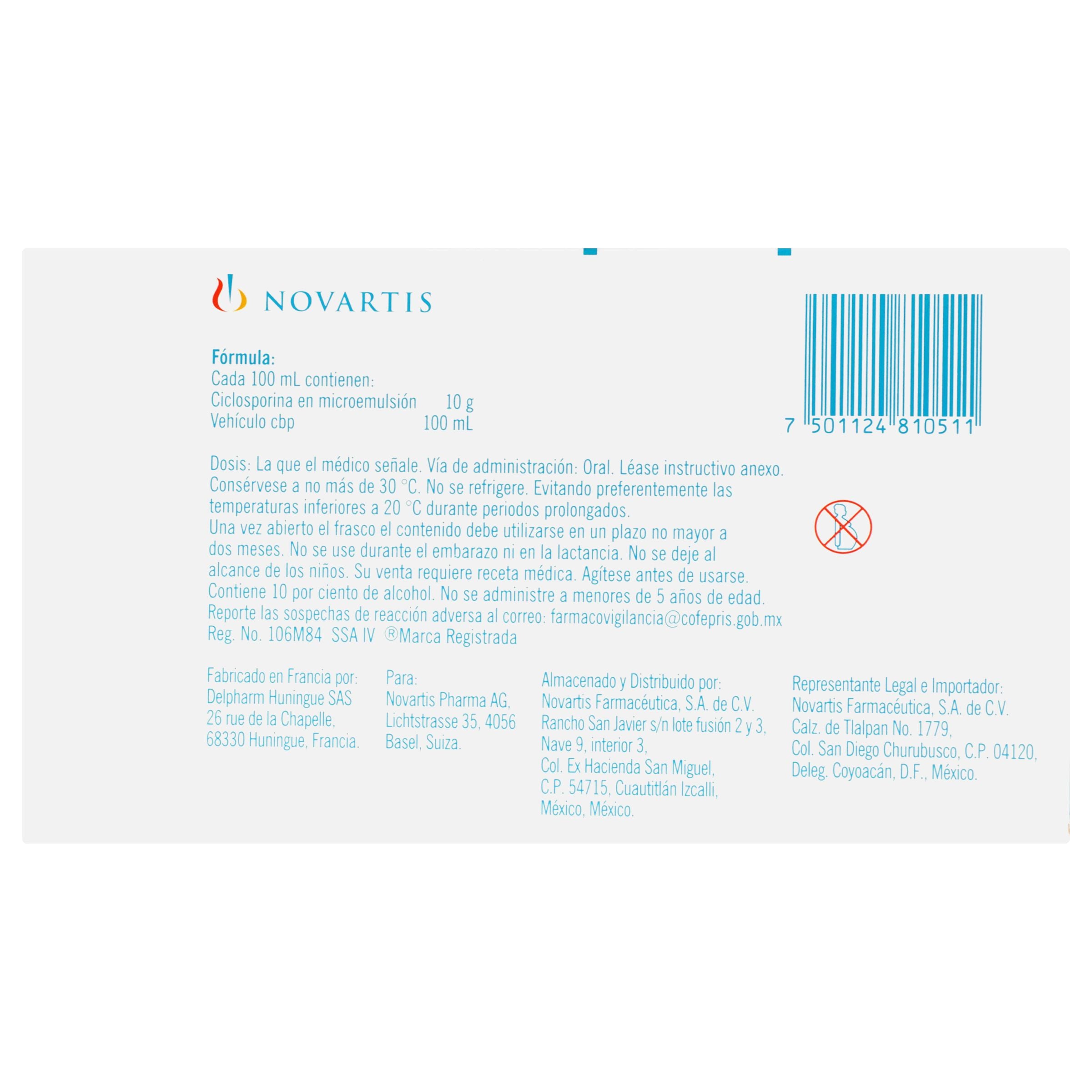 Sandimmun Neoral 100 Mg/50 Ml Con 2 Jeringas Dosificadoras Orales