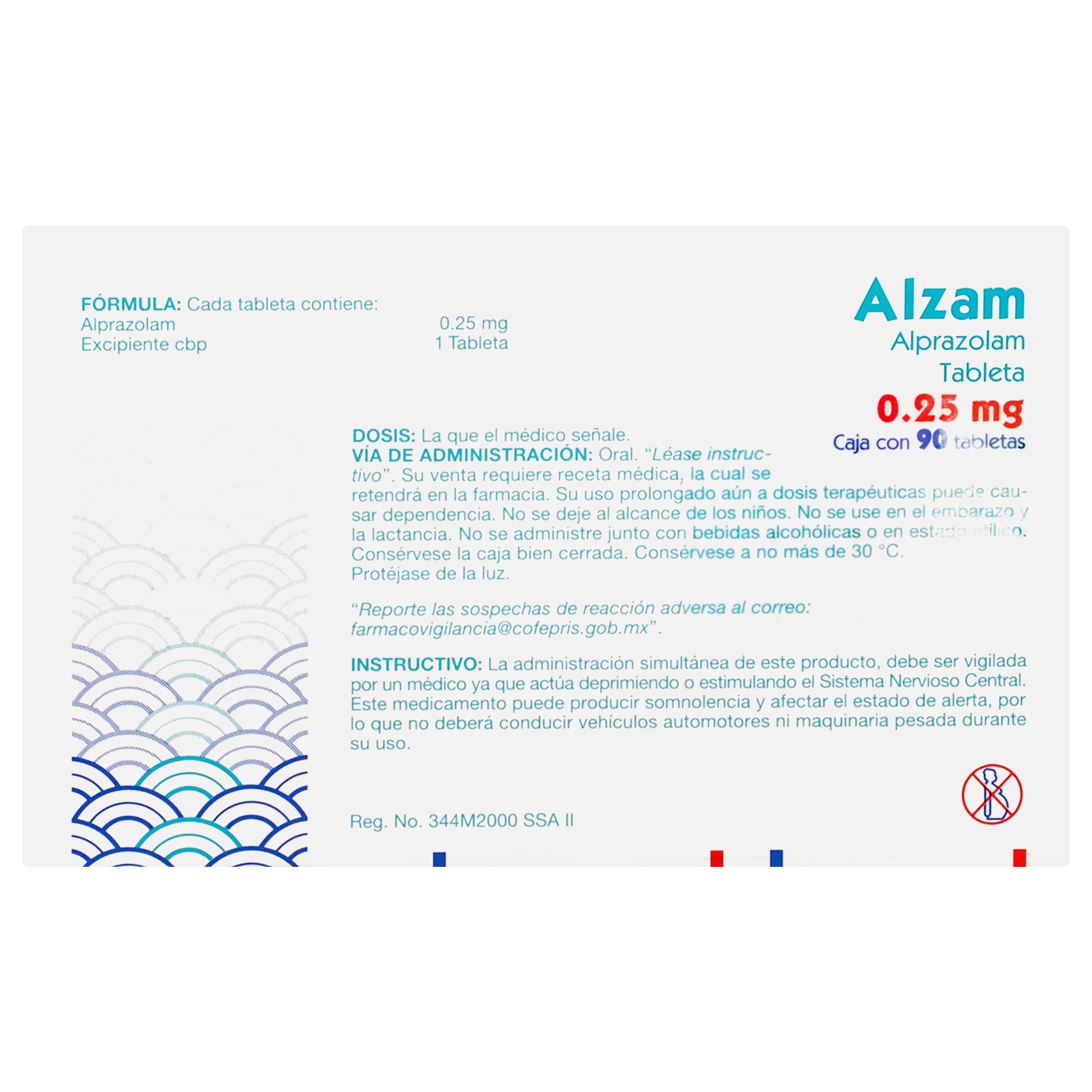 Alzam 0.25 Mg Con 90 Tabletas Oral-6