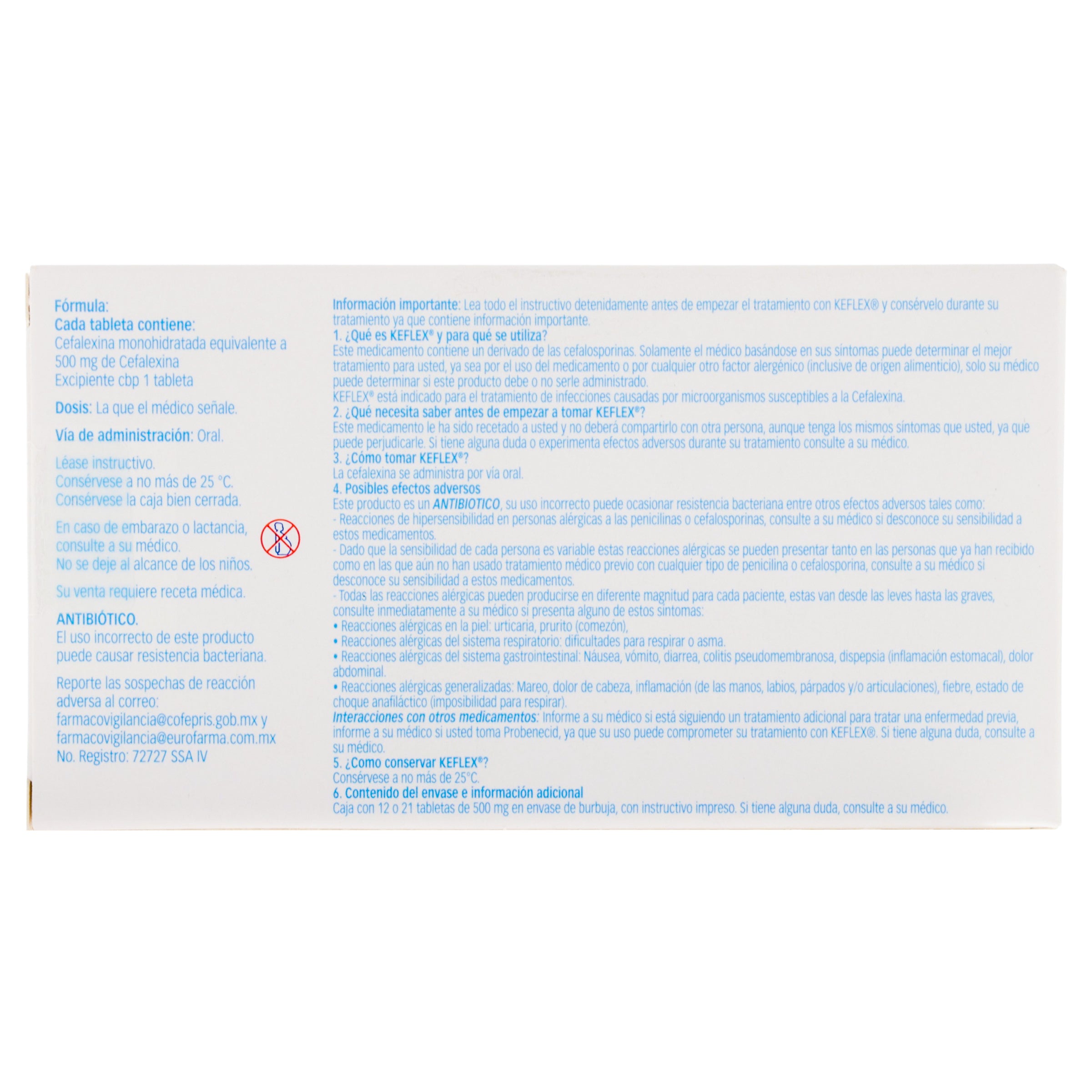 Keflex 500 Mg Tabletas Con 12-7