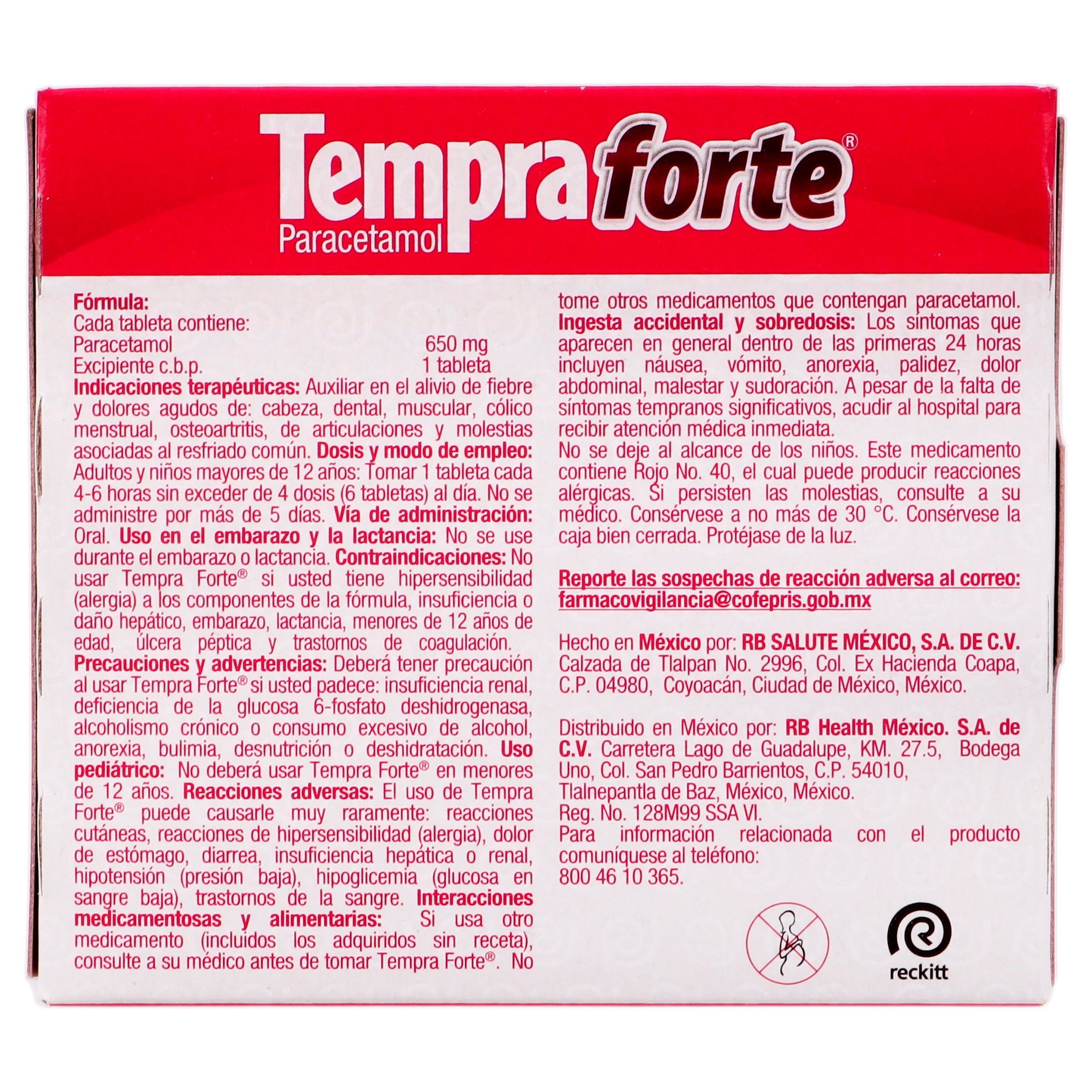 Tempra Forte 650 Mg Tabletas 24+12-7