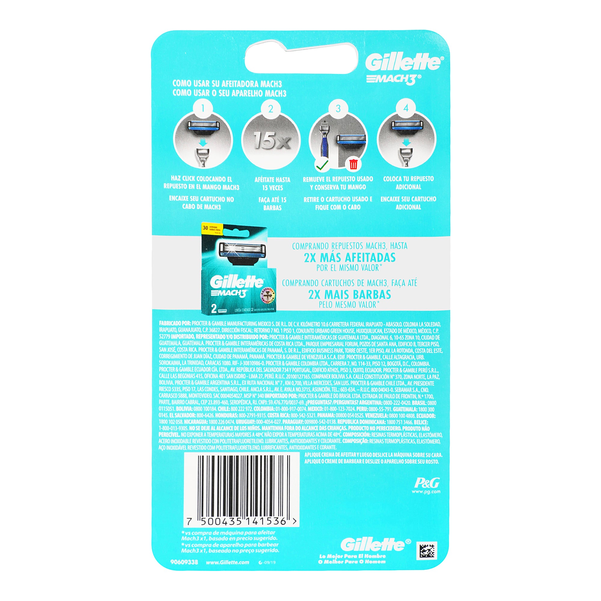 Rastrillo Gtte Mach3 Aqua Grip +1 Cartucho-2