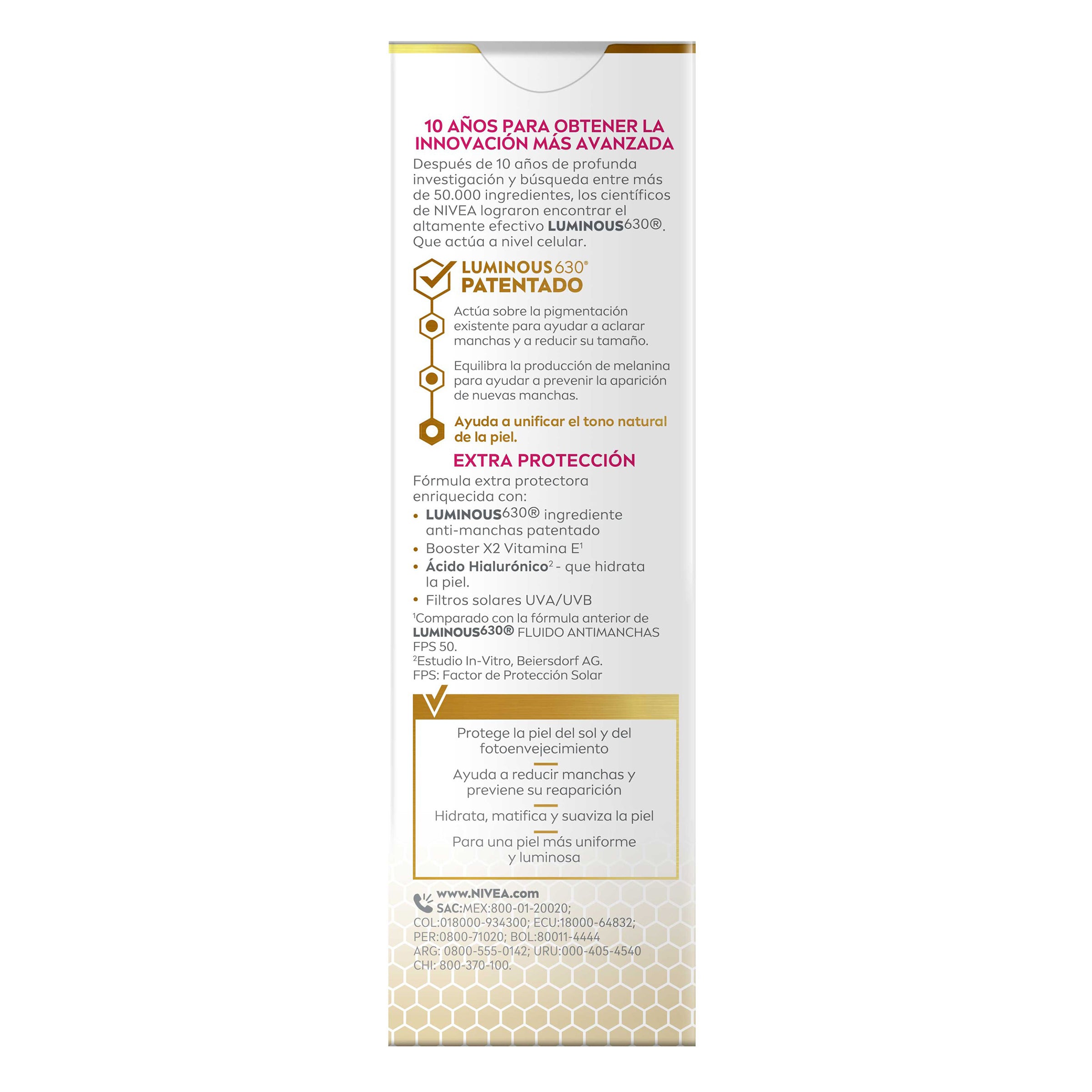 Fluido Nivea Luminous 630 Antimanchas Fps 50 40 Mililitros