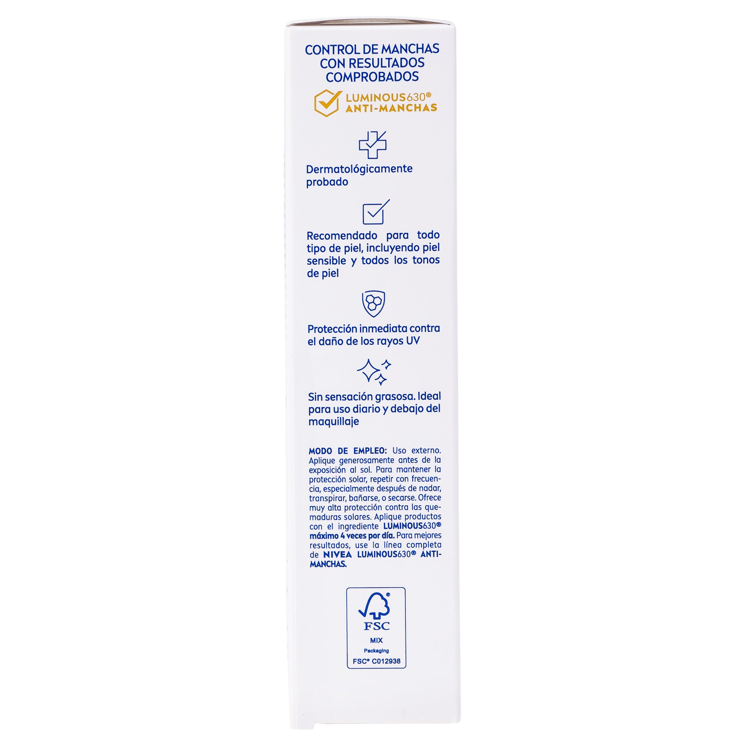 Bloqueador Nivea Sun Control De Manchas Luminous 630 Fps 50 40 Ml