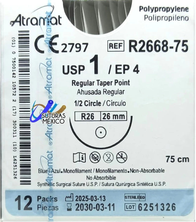 Sutura Prolipropileno 1-0 26 Mm Atramat