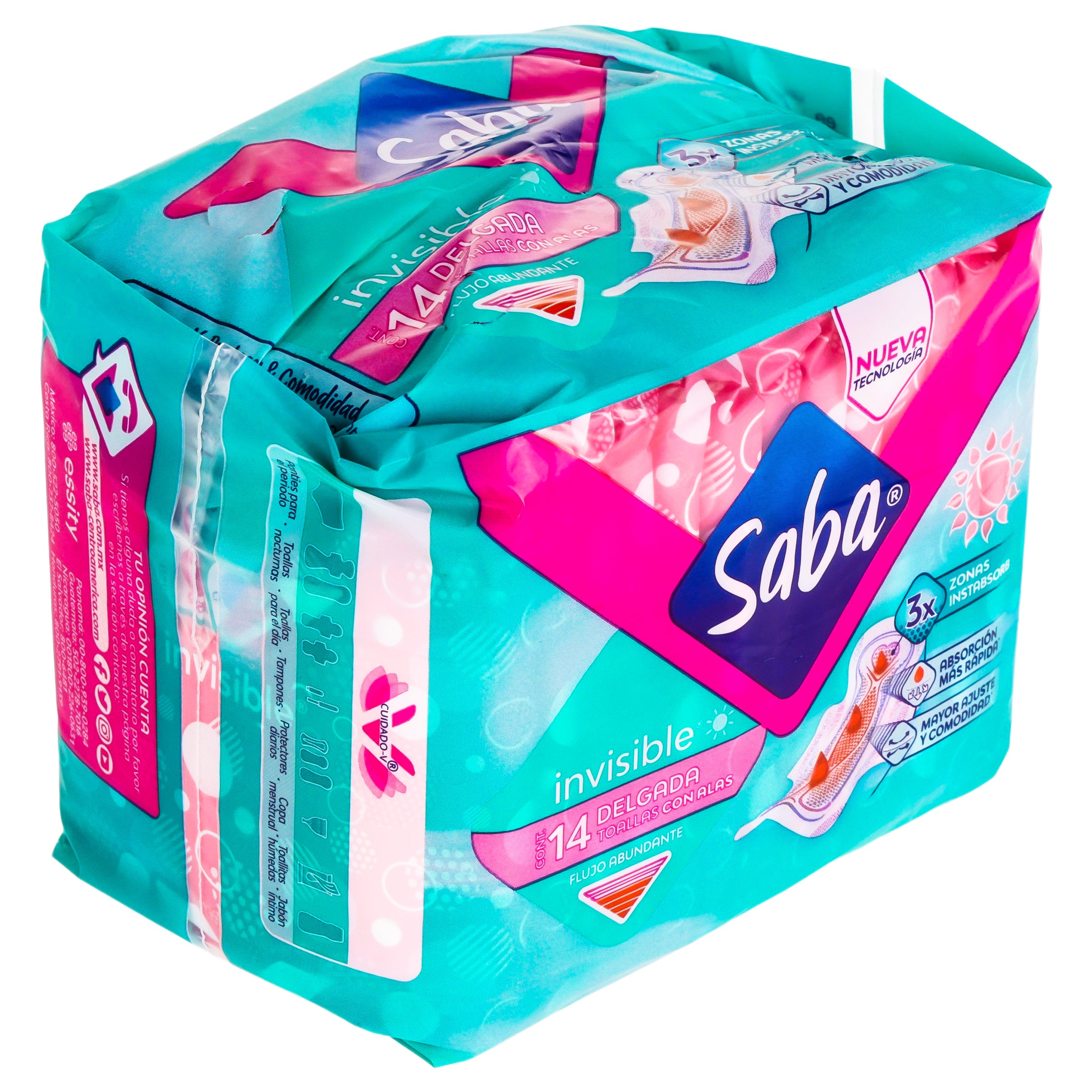 Toallas Sanitarias Saba Invisible Con Alas Con 14 Piezas-2
