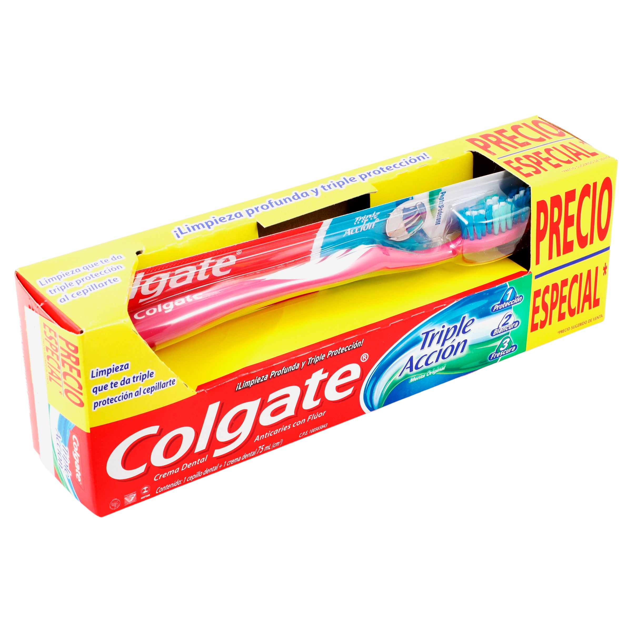 Cepillo Dental Colgate Triple Accion Mas Crema Dentaltriple Accion 75 Ml-3
