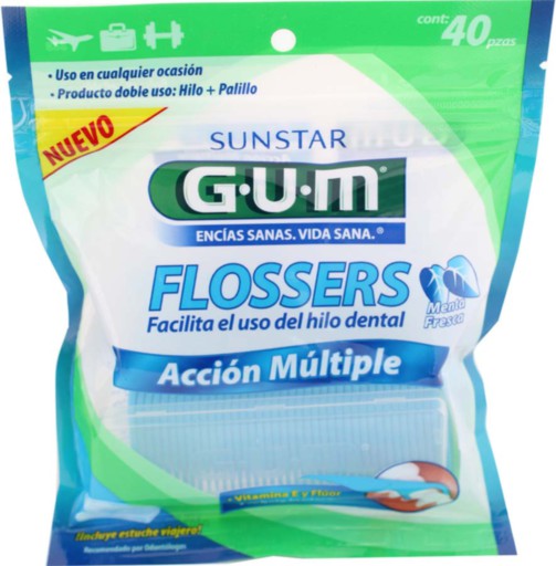Palillos Gum Con Hilo Dental Menta 40 Piezas-2