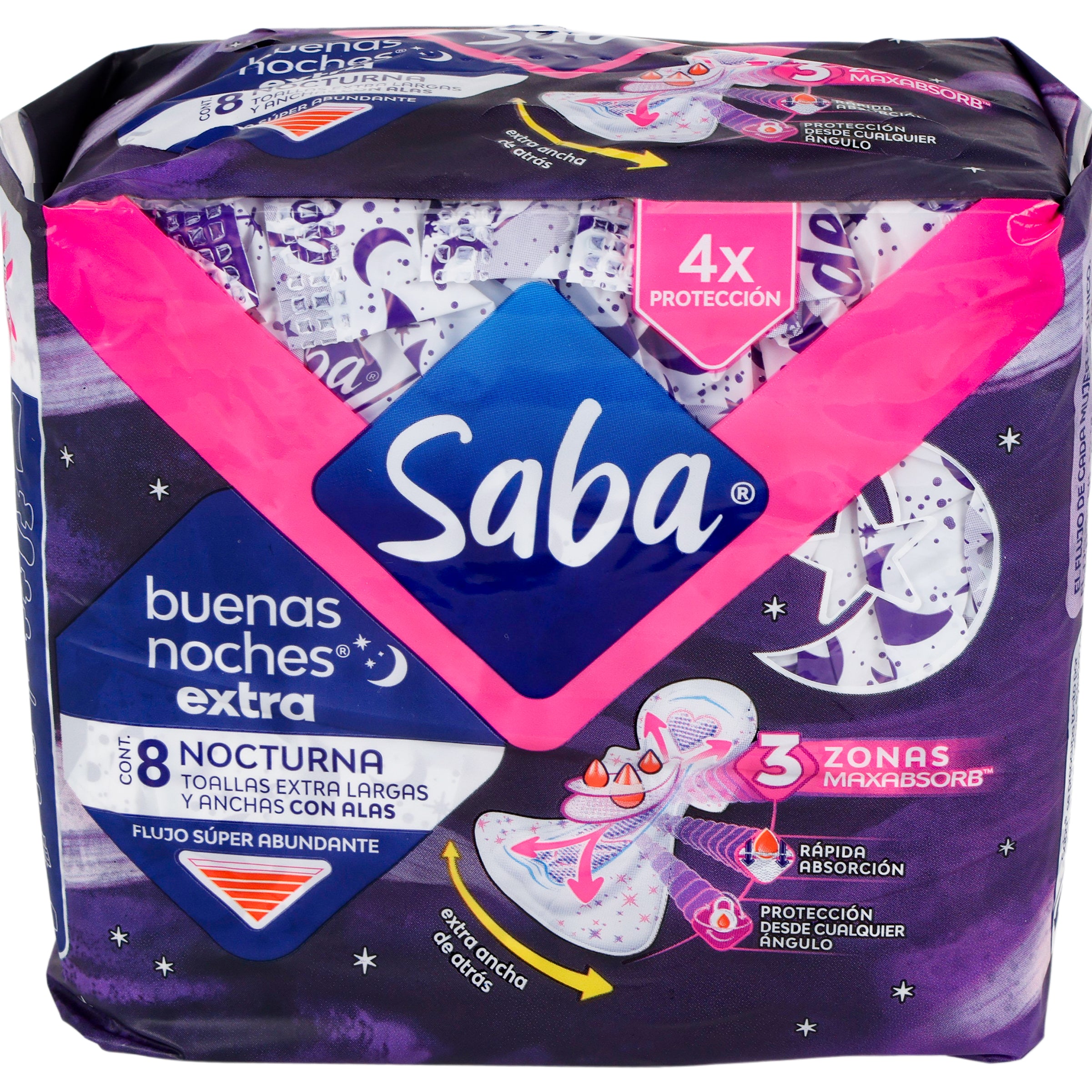 Toallas Sanitarias Saba B-Noche Extra Con A 8-3
