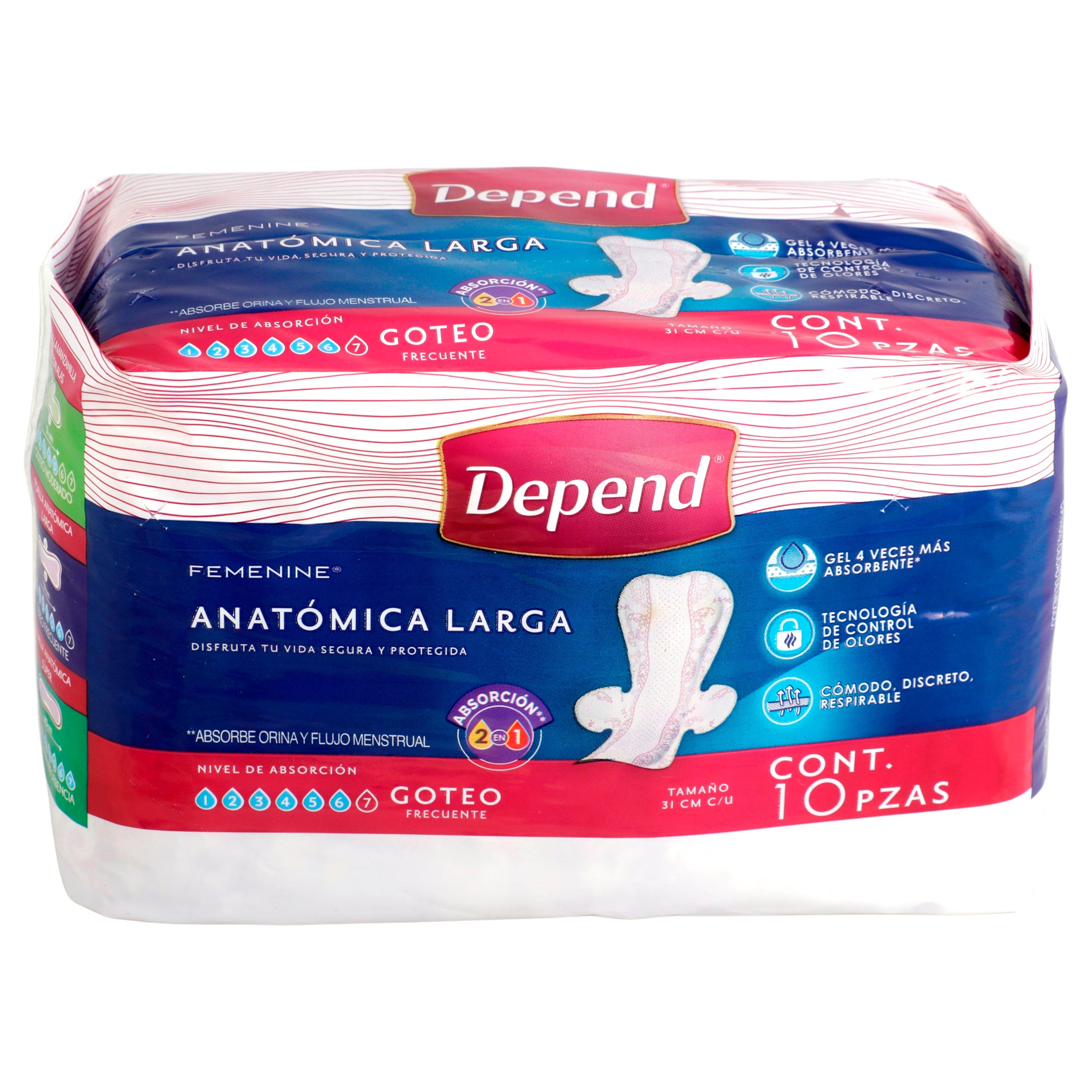 Toallas Sanitarias Depend Femeni Larga Con 10-3