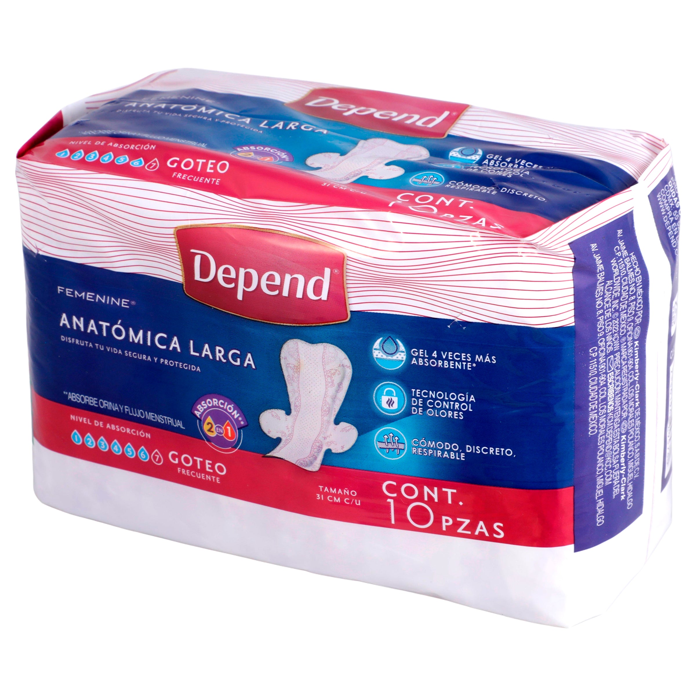 Toallas Sanitarias Depend Femeni Larga Con 10-4