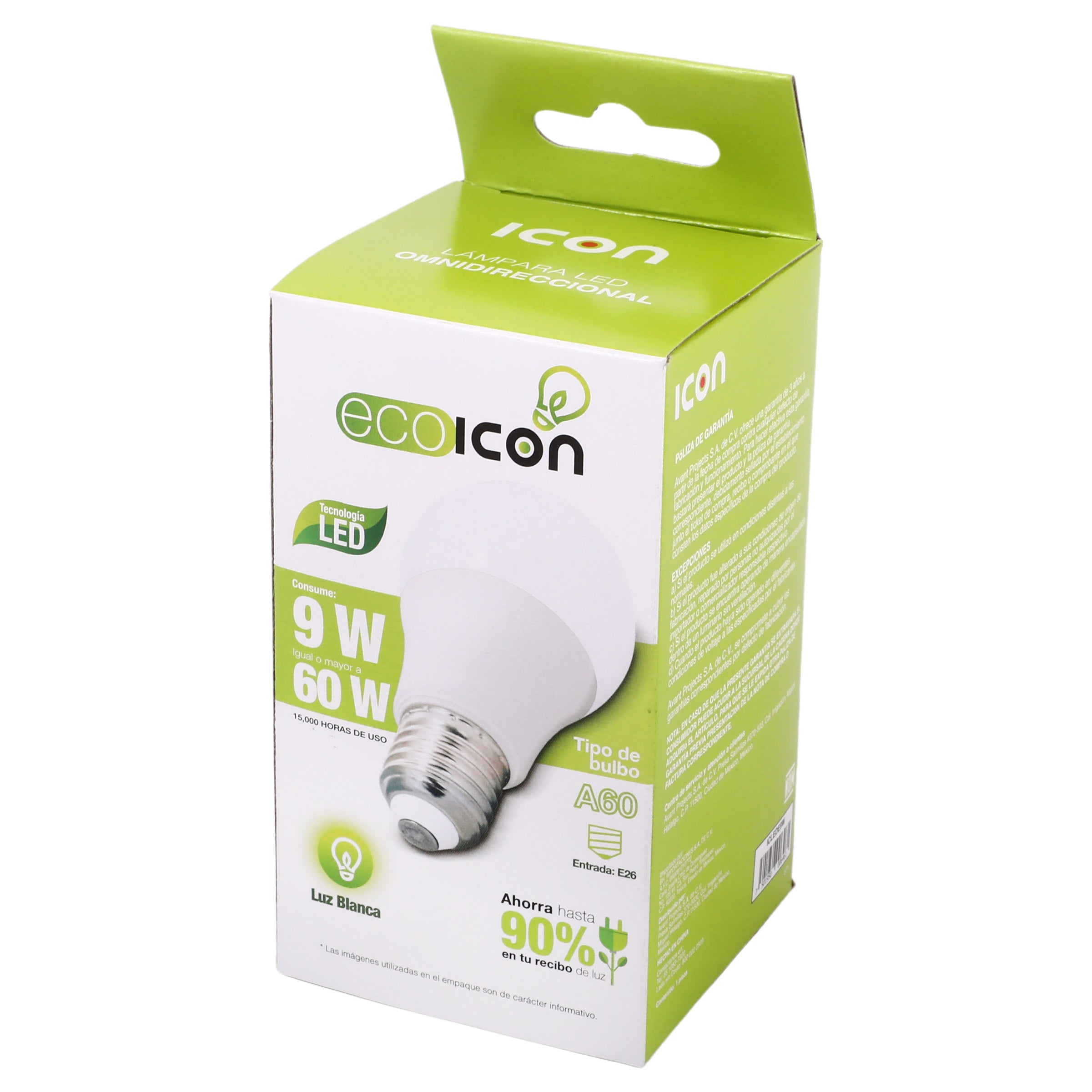 Foco Ecoicon 9W/60W Led Luz Blanca-3