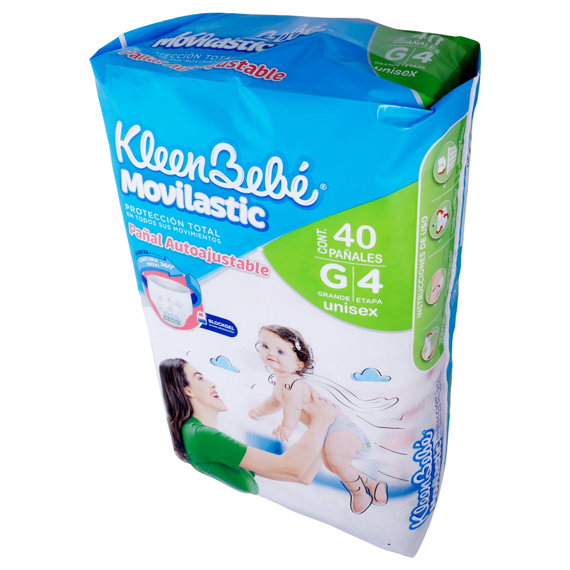 Pañal Kleen Bebe Movilastic Grande Con 44 Piezas Etapa 4-4