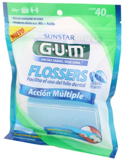 Palillos Gum Con Hilo Dental Menta 40 Piezas-3