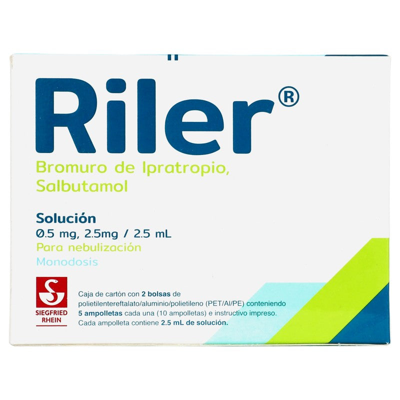 Riler 2.5 Mg 2.5 Ml Solucion Para Nebulizar Con 5 Ampolletas 7501300420671