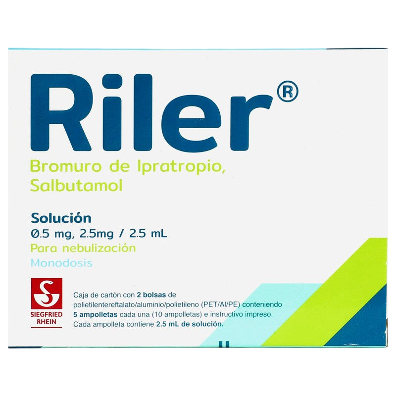 Riler 2.5 Mg 2.5 Ml Solucion Para Nebulizar Con 5 Ampolletas 7501300420671 7