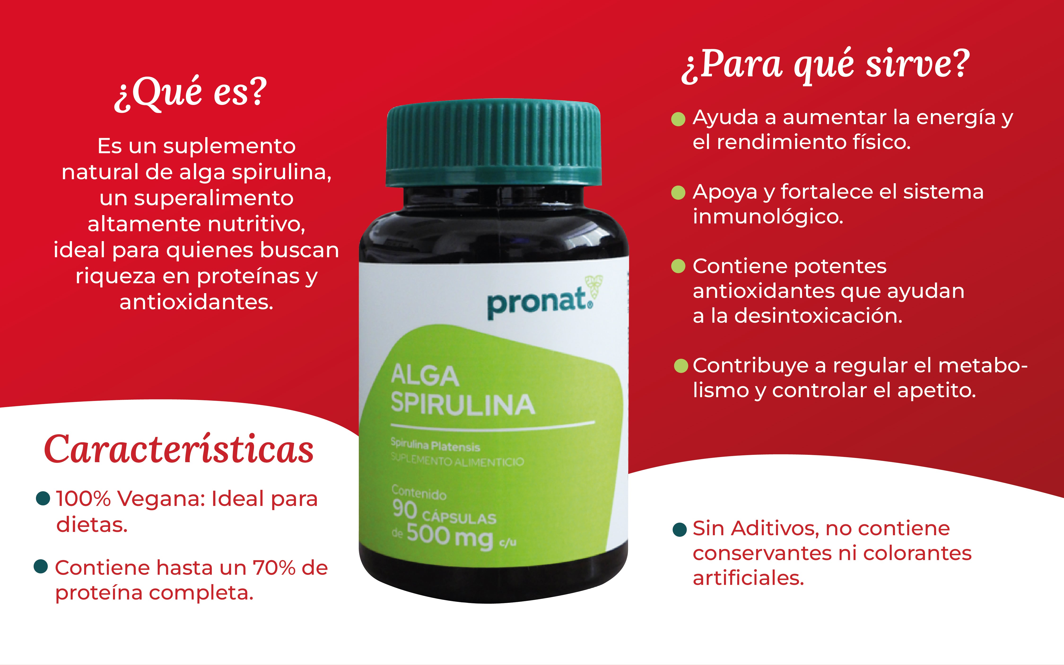 Alga Spirulina 90 Capsulas Vegana