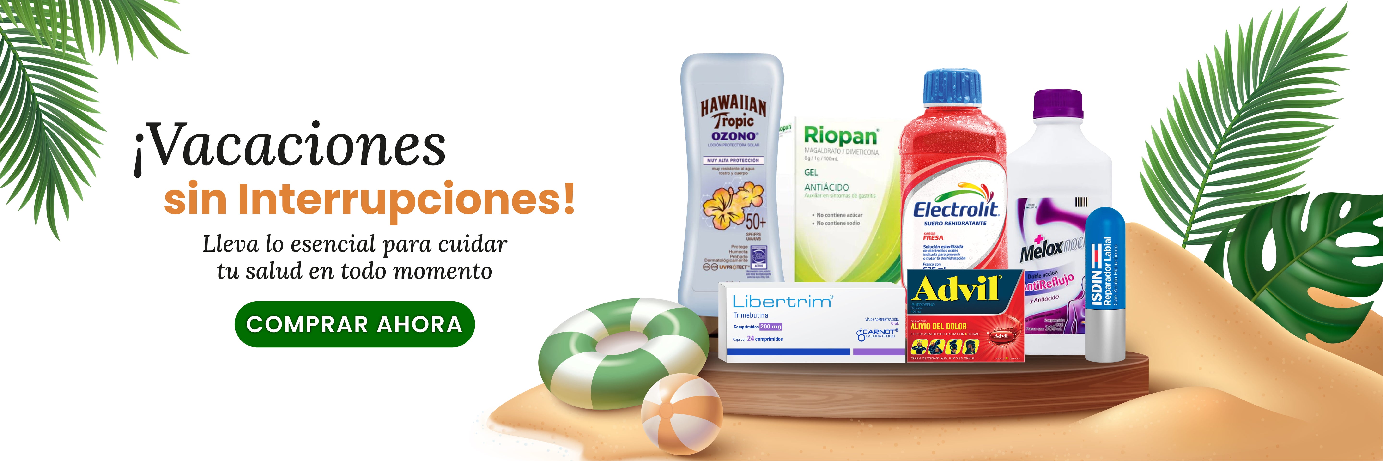 vacaciones sin interrupciones lleva lo esencial para cuidar tu salud en todo momento