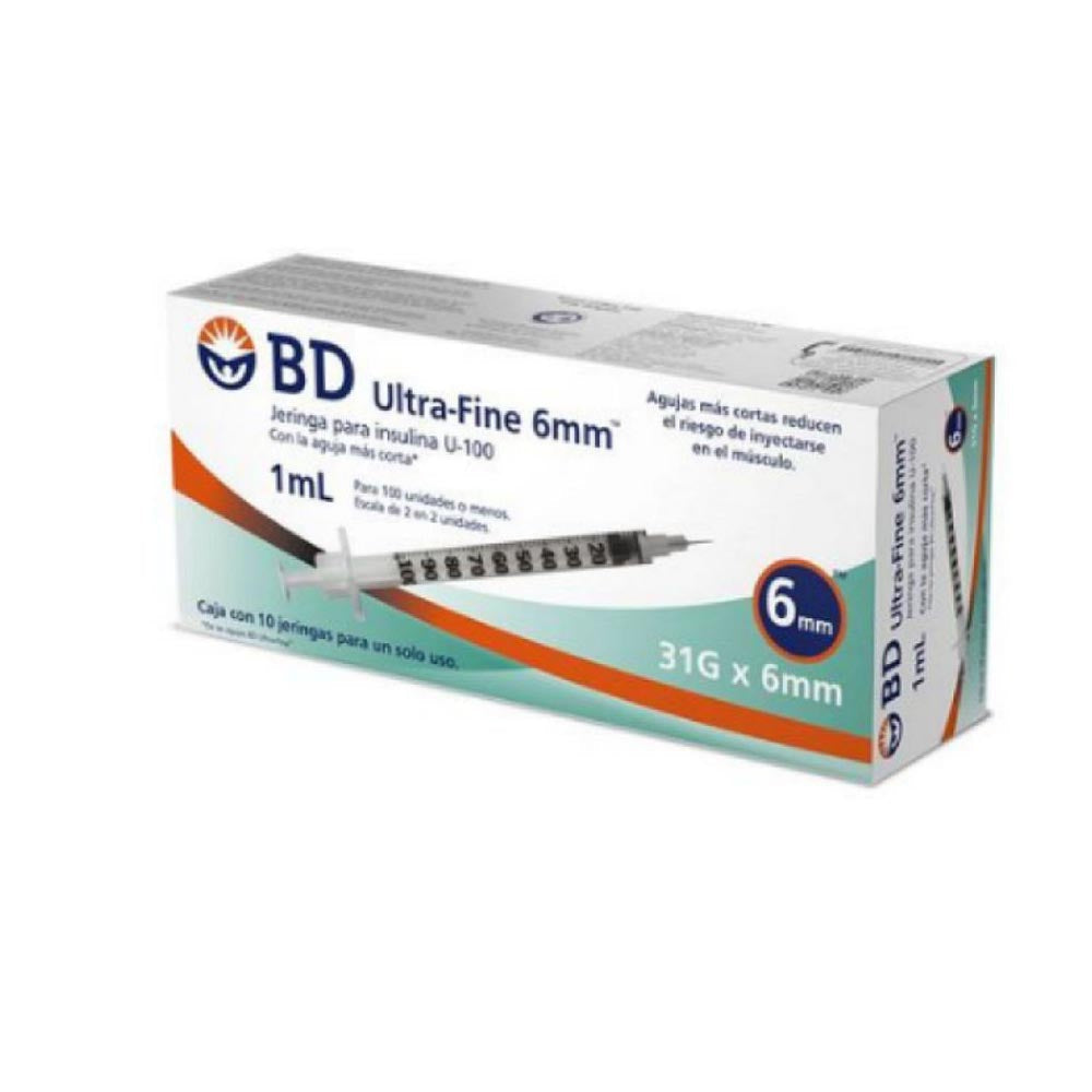 Jeringa Insulina 1 Ml 31 G X 6 Mm Con 10