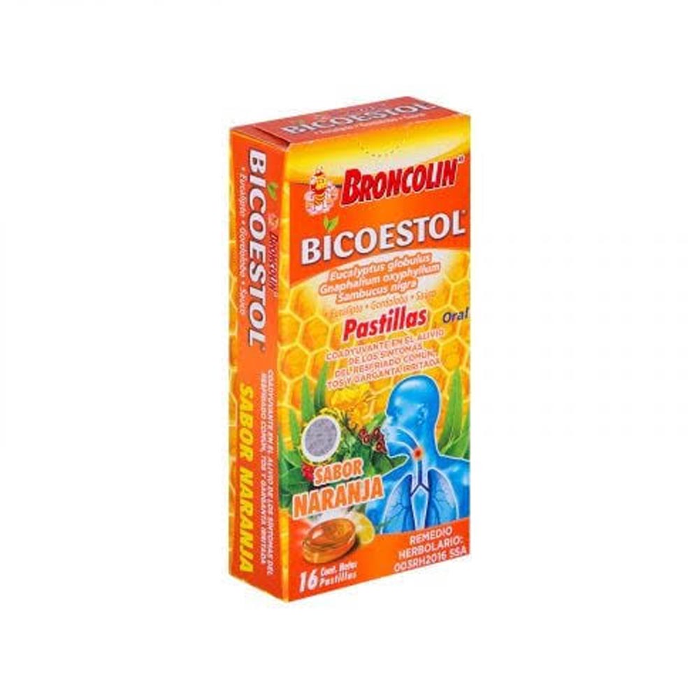 Broncolin Bicoestol Naranja Con 16 Pastillas