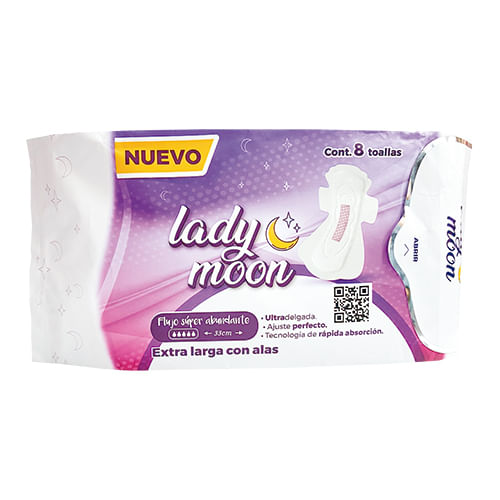 Toallas Sanitarias Lady Moon E-Larg Ala C8