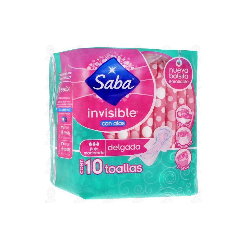 TOALLAS SANITARIAS SABA INV ALAS 10
