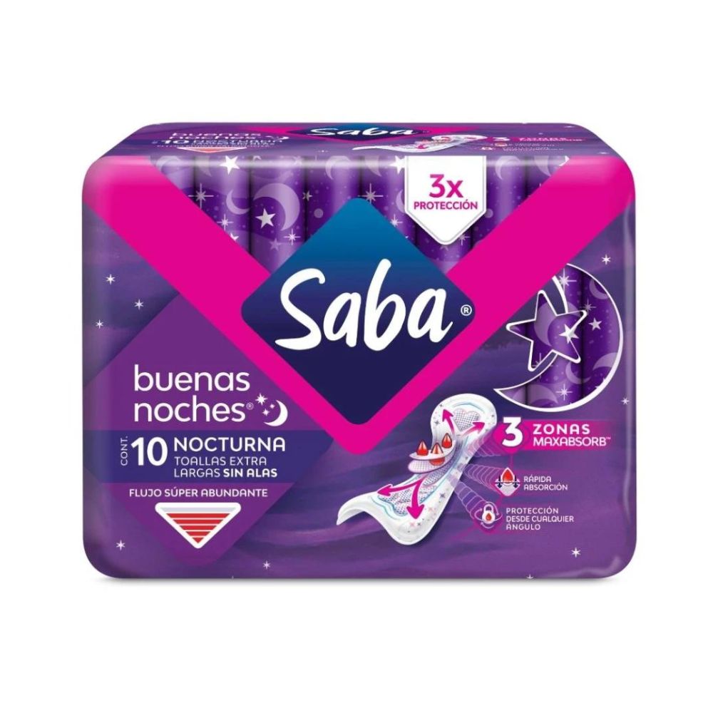 TOALLAS SANITARIAS SABA NOCHE ALAS10 404