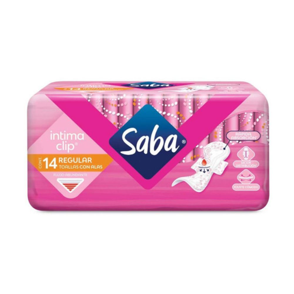 Toallas Sanitarias Saba Int Clip Con Alas 14 Piezas