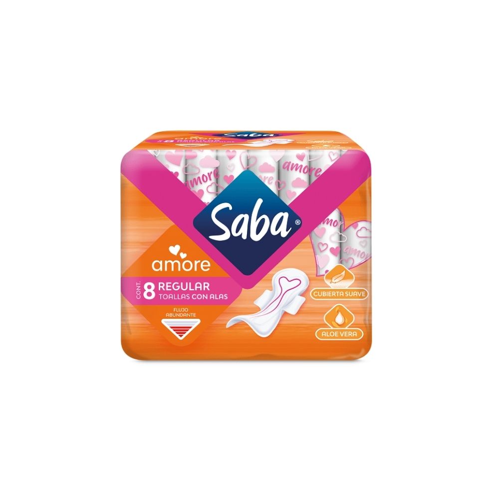 TOALLAS SANITARIAS SABA AMORE REG CON A 8