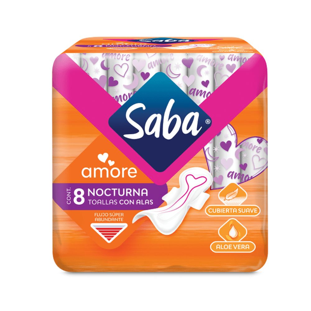 TOALLAS SANITARIAS SABA AMORE NOCSUP-ABC CON 8
