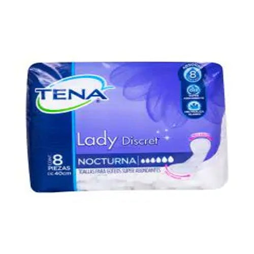 TOALLAS SANITARIAS TENA LADY NOCTURNA CON 8
