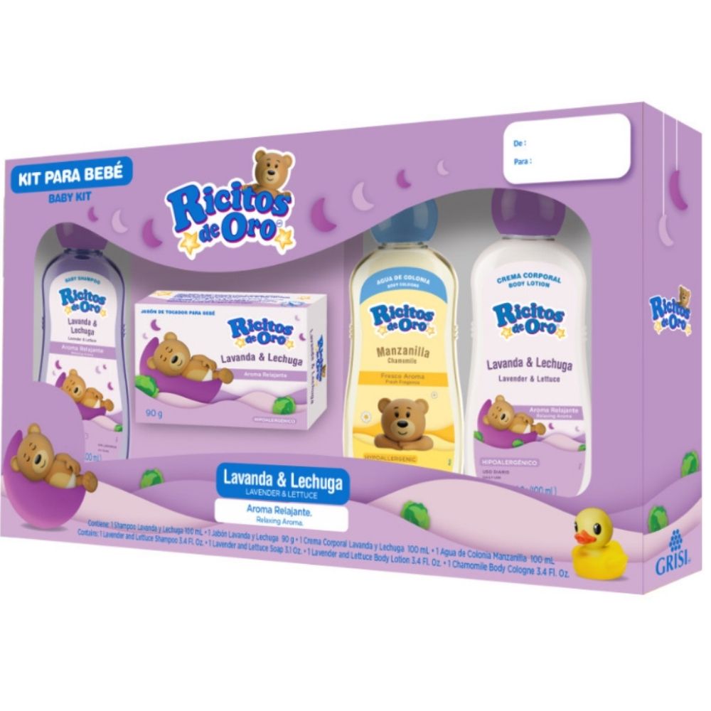 KIT RICITOS DE ORO LAVANDA CON 4PZ