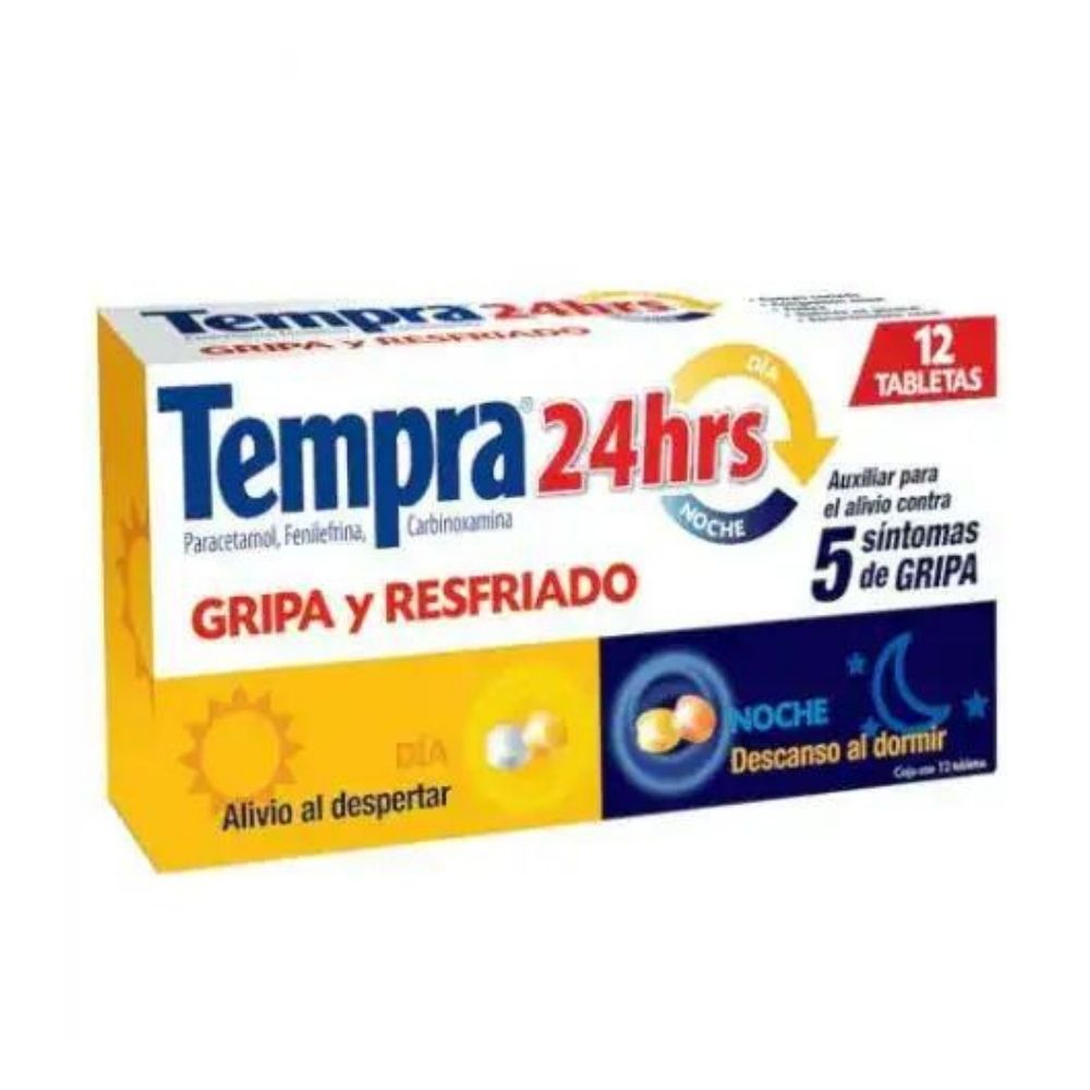 TEMPRA 24 HRS DIA NOCHE TABLETAS 12