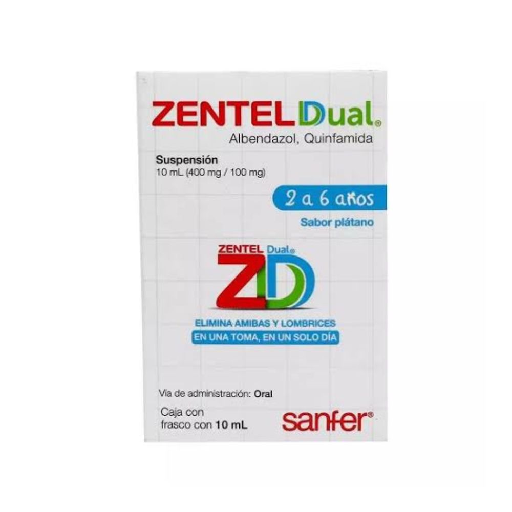 Zentel Dual 400 100 Mg Suspension Frasco 10 Ml