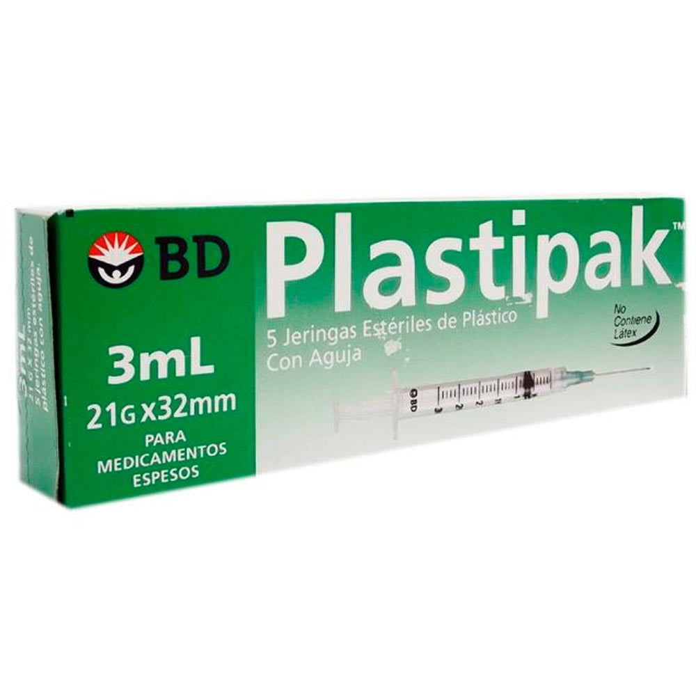 Jeringa Plastipak Bd 3 Ml 21 X 32 C/5 Pzas