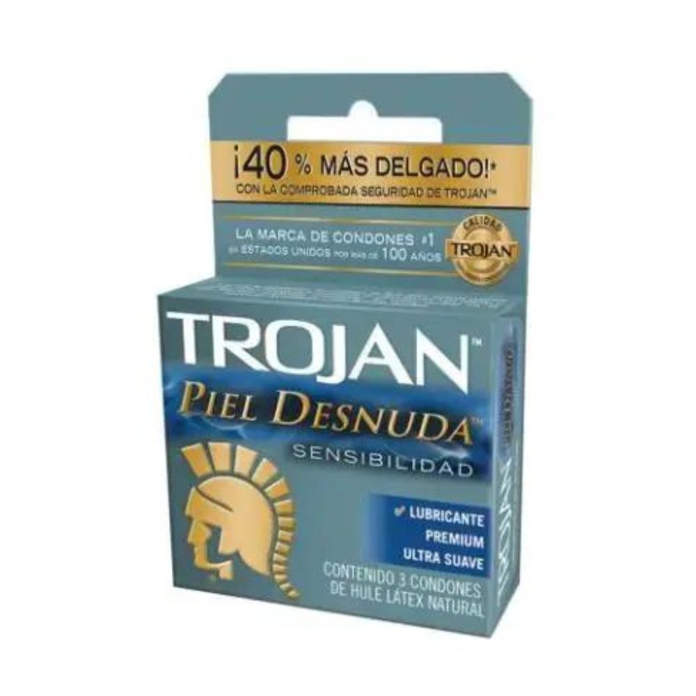 PRESERVATIVO TROJAN PIEL DESNUDA CON 3