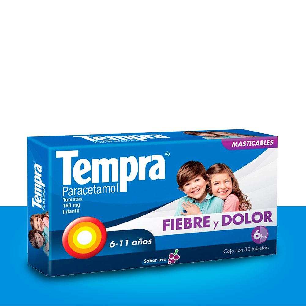 Tempra Masticables Uva 160 Miligramos Con 30 Tabletas