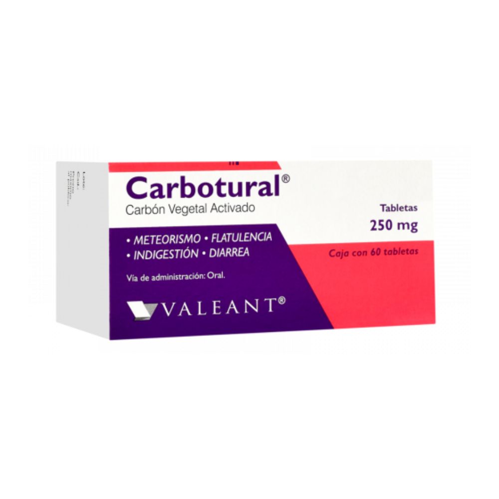 Carbotural(Carbon Act O Veg)  250 Mg Con 60 Tabletas