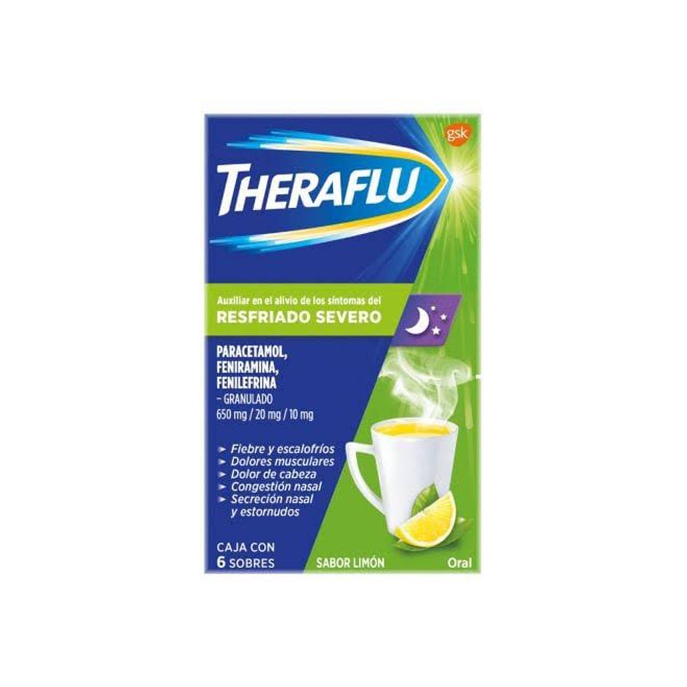 THERAFLU-EX 30/20/10 MG LIMON SOBRES 6