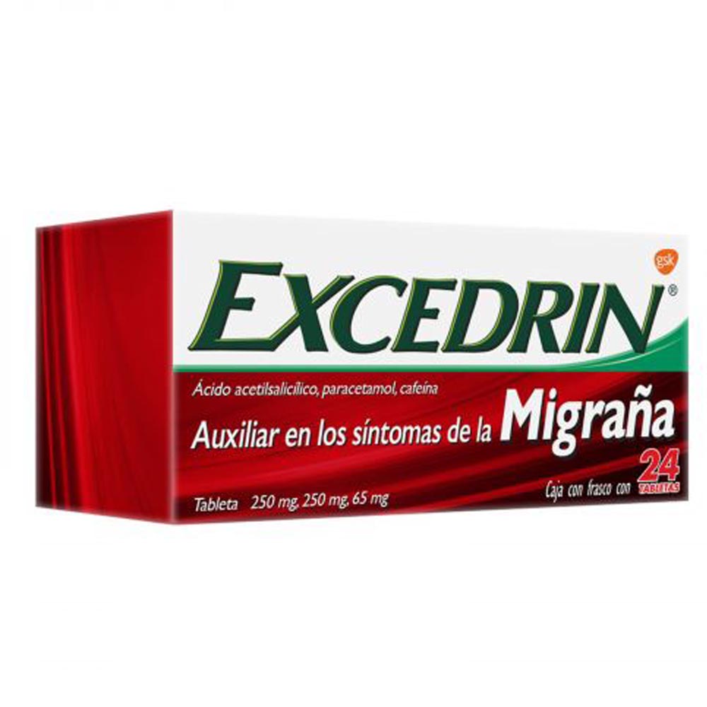 EXCEDRIN 250/250/65 MG MIGRAÑA TABLETAS 24