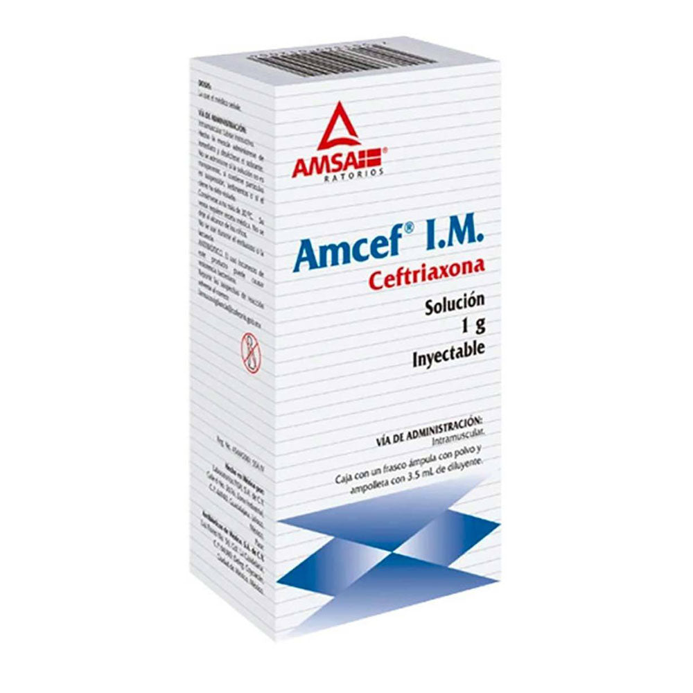 Amcef Ceftriaxona Solucion Inyectable 1Gramo