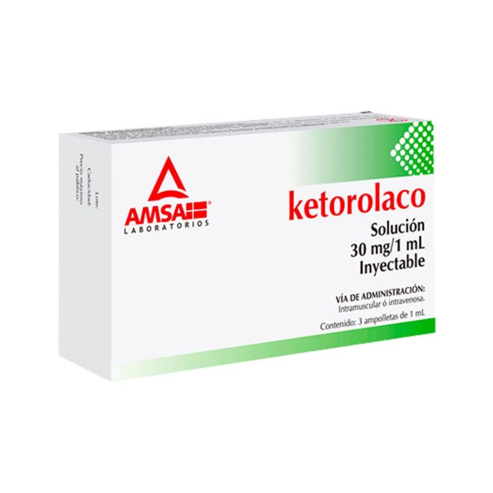 Ketorolaco 30 Miligramos C/3 Ampolletas 1 Mililitros