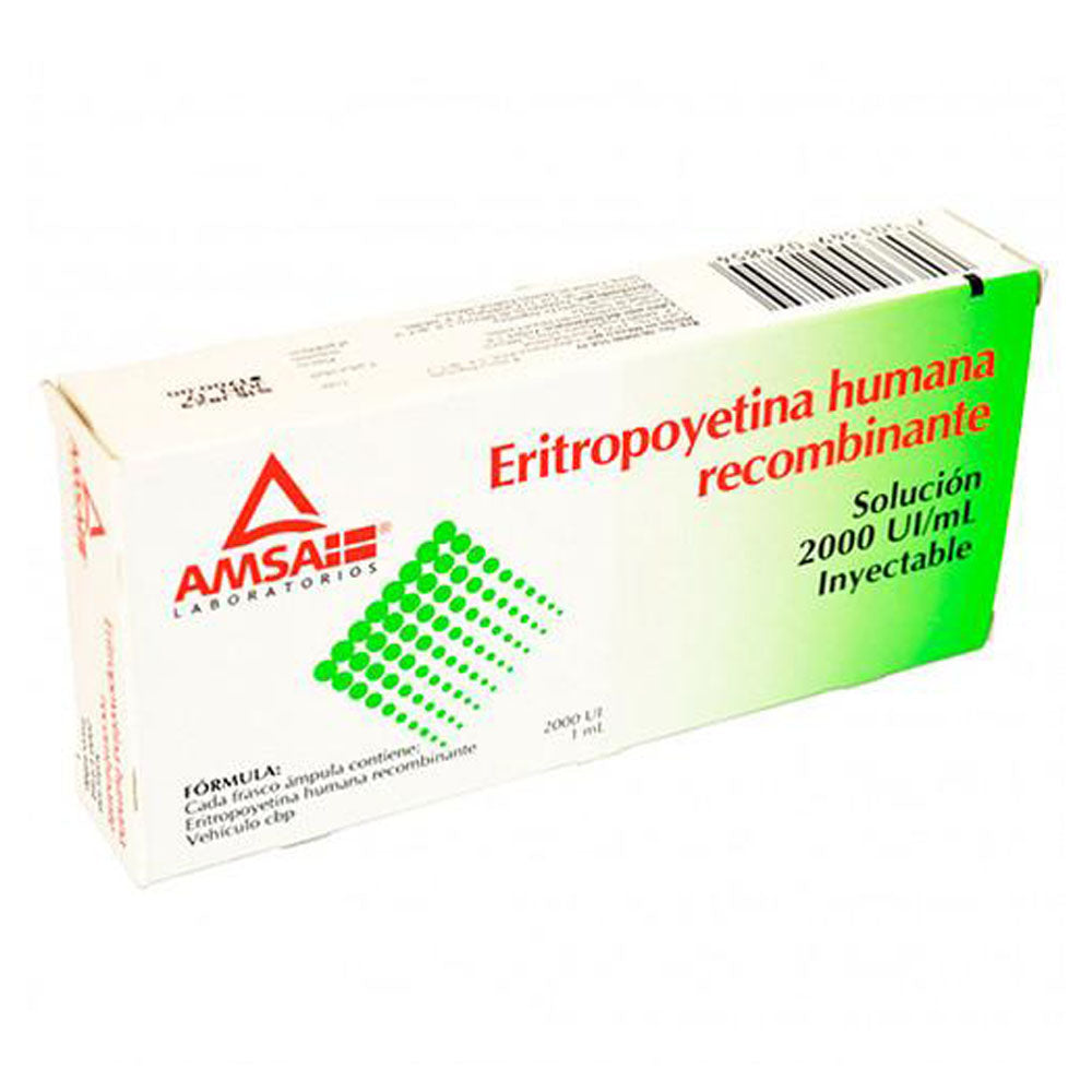 Eritropoyetina 2000 Ui/Ml Con 6 Frascos Ampula De 1 Ml Amsa