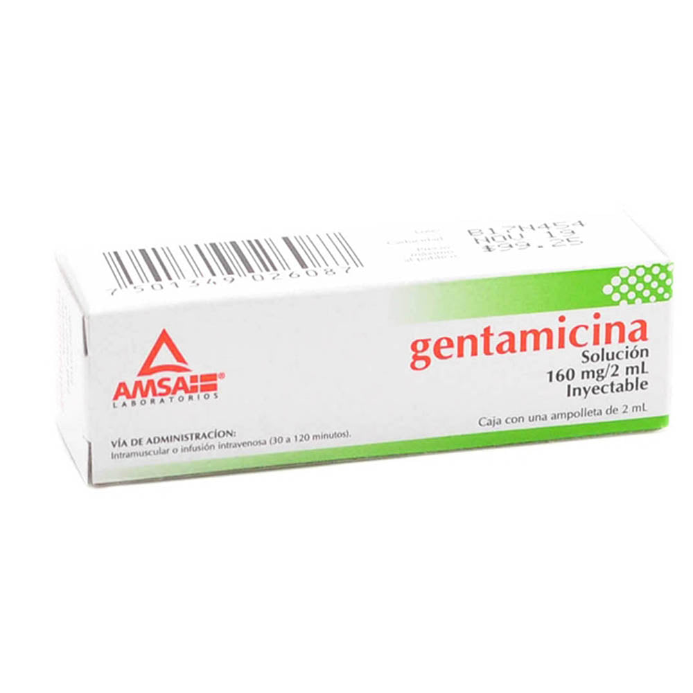 Gentamicina 160 Miligramos Solucion  Inyectable 2 Mililitros