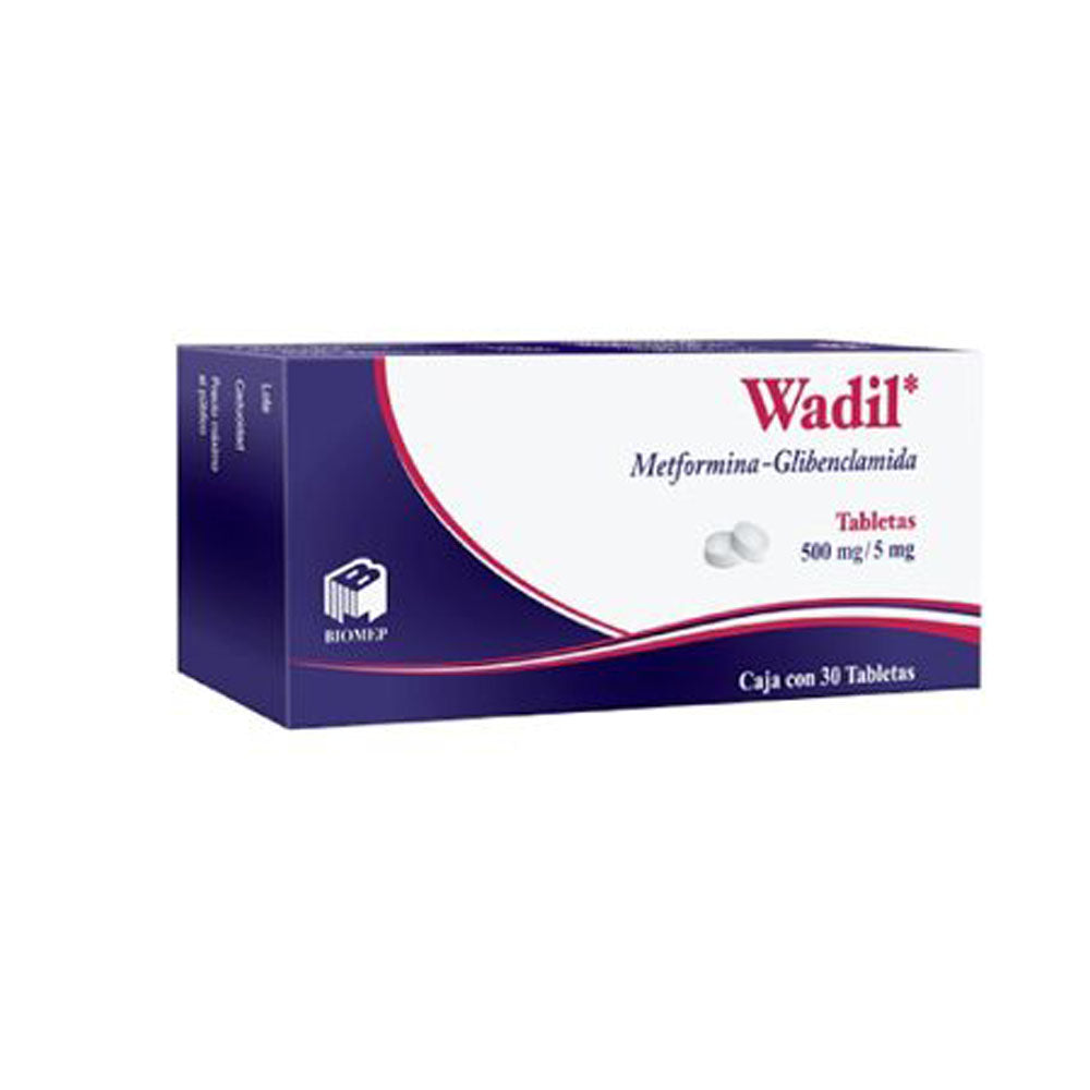 WADIL (METFORMINA-GLIBENCLAMIDA) 500 MG/5 MG CON 30 TABLETAS