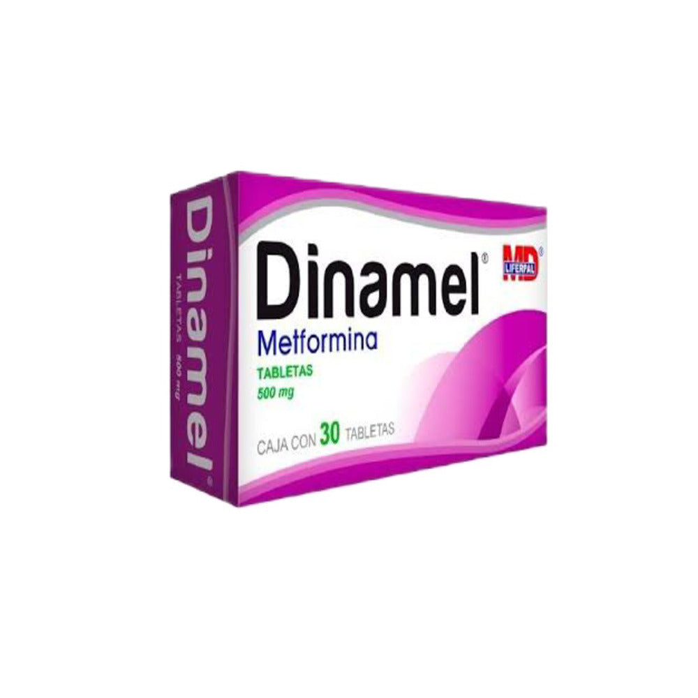 DINAMEL (METFORMINA) 500 CON 30 TABLETAS