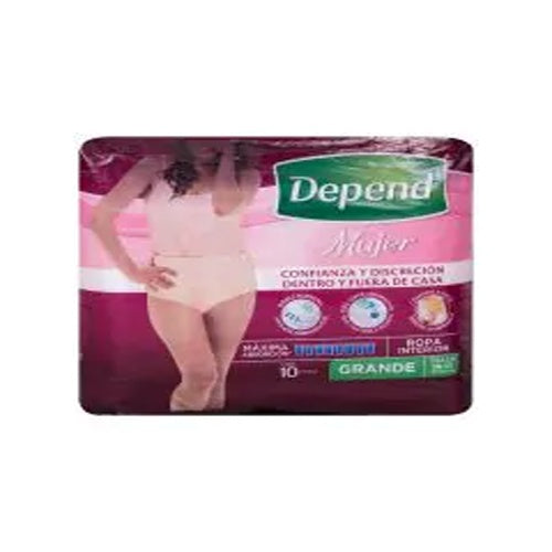 Ropa Interior Depend Mujer Grande 44-54 8 Piezas