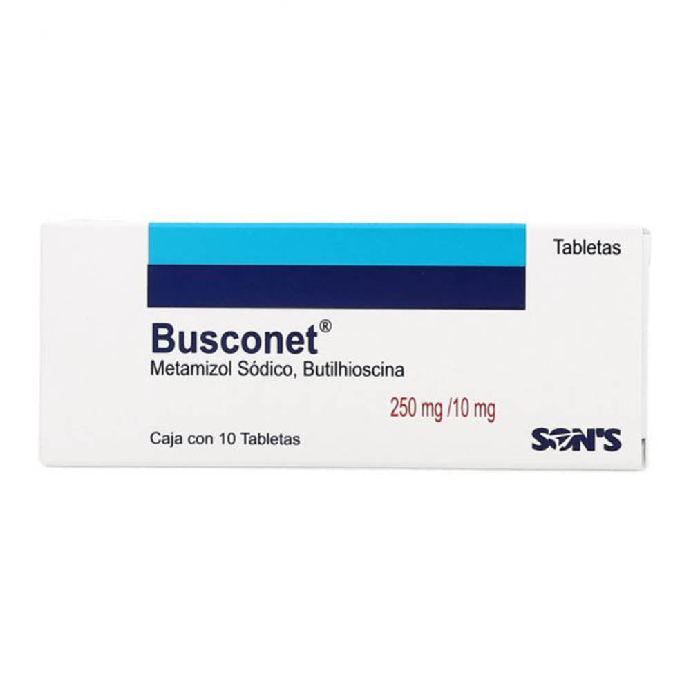 BUSCONET (BUTILHIOSCINA/METAMIZOL SODICO) 10 MG CON 10 TABLETAS